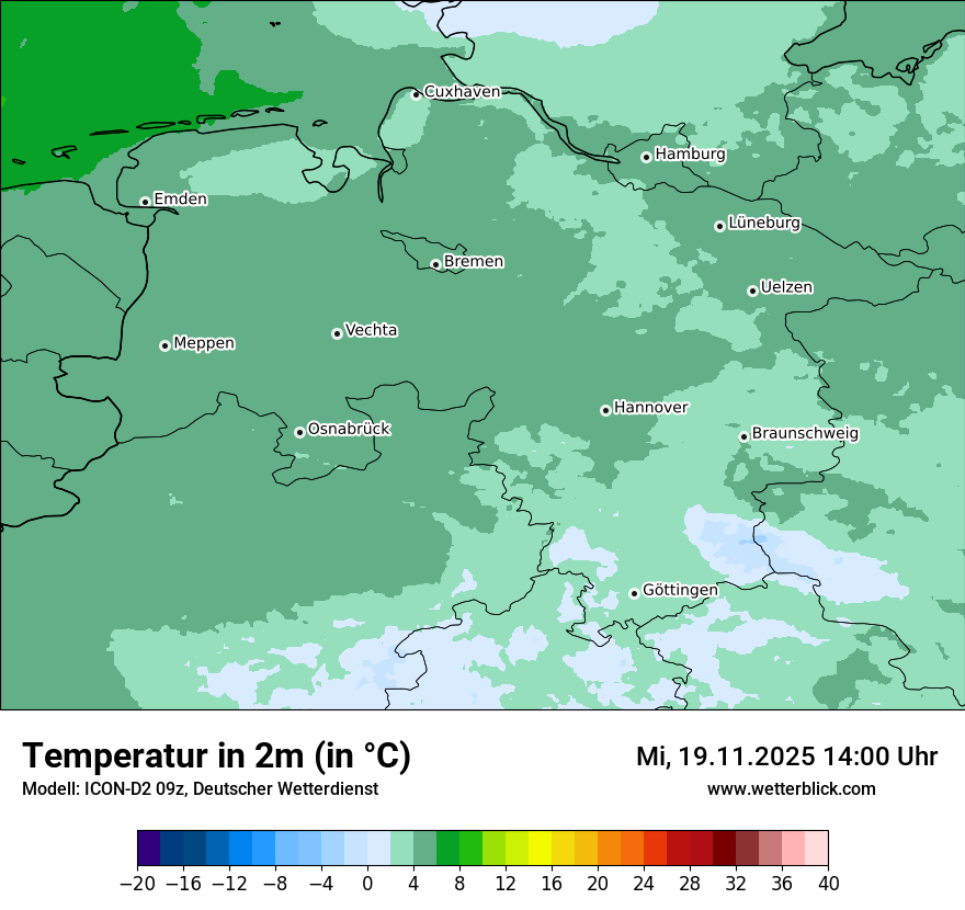 Modellkarten Temperatur
