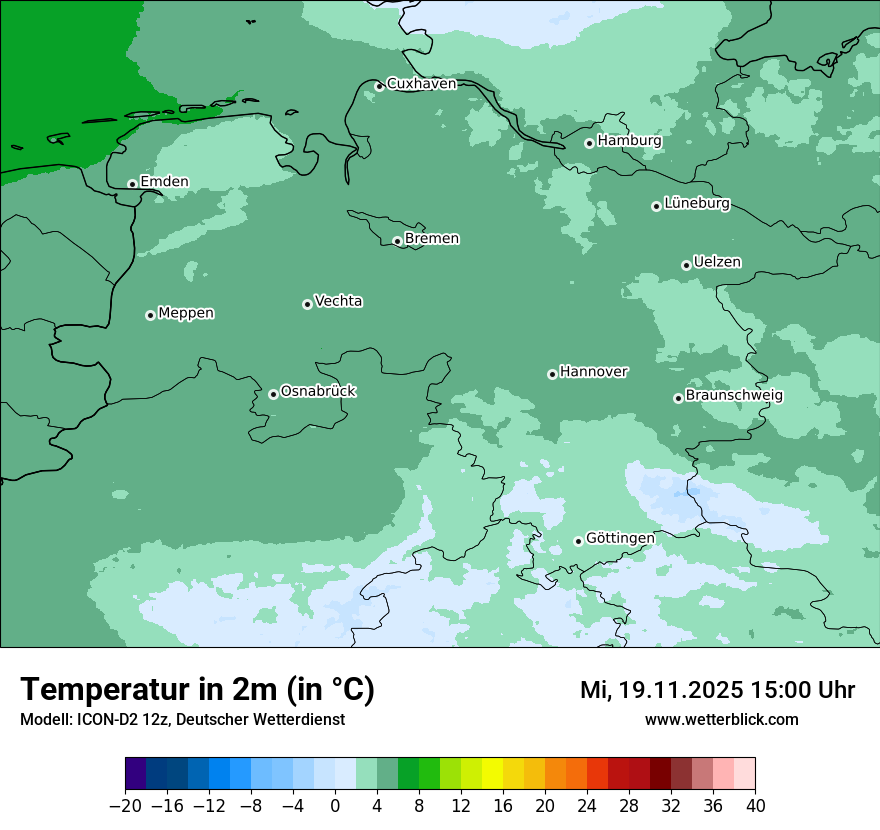 Modellkarten Temperatur