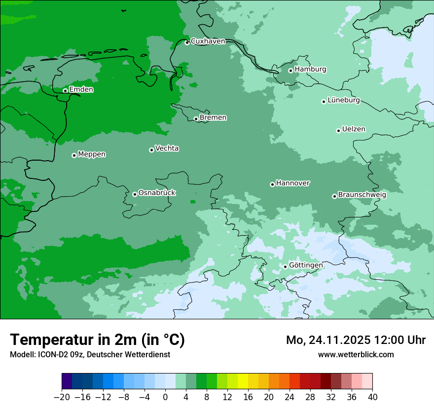 Modellkarten Temperatur
