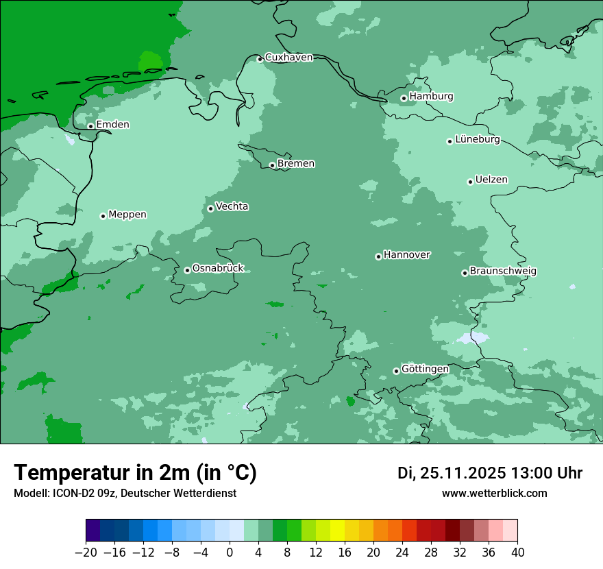Modellkarten Temperatur