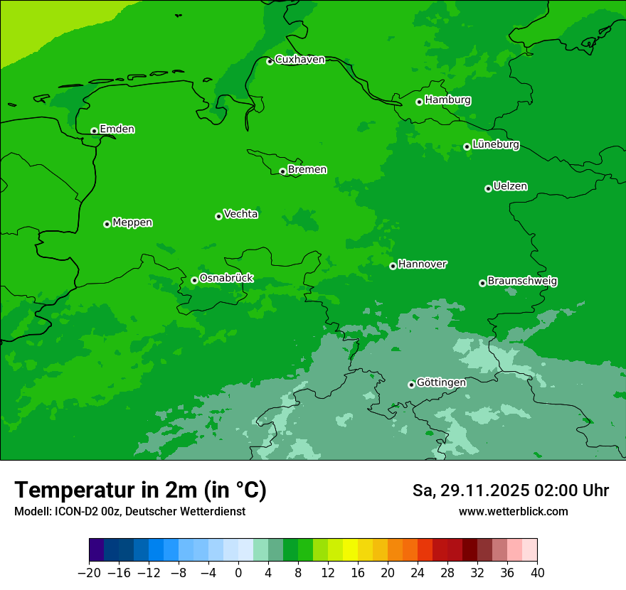 Modellkarten Temperatur