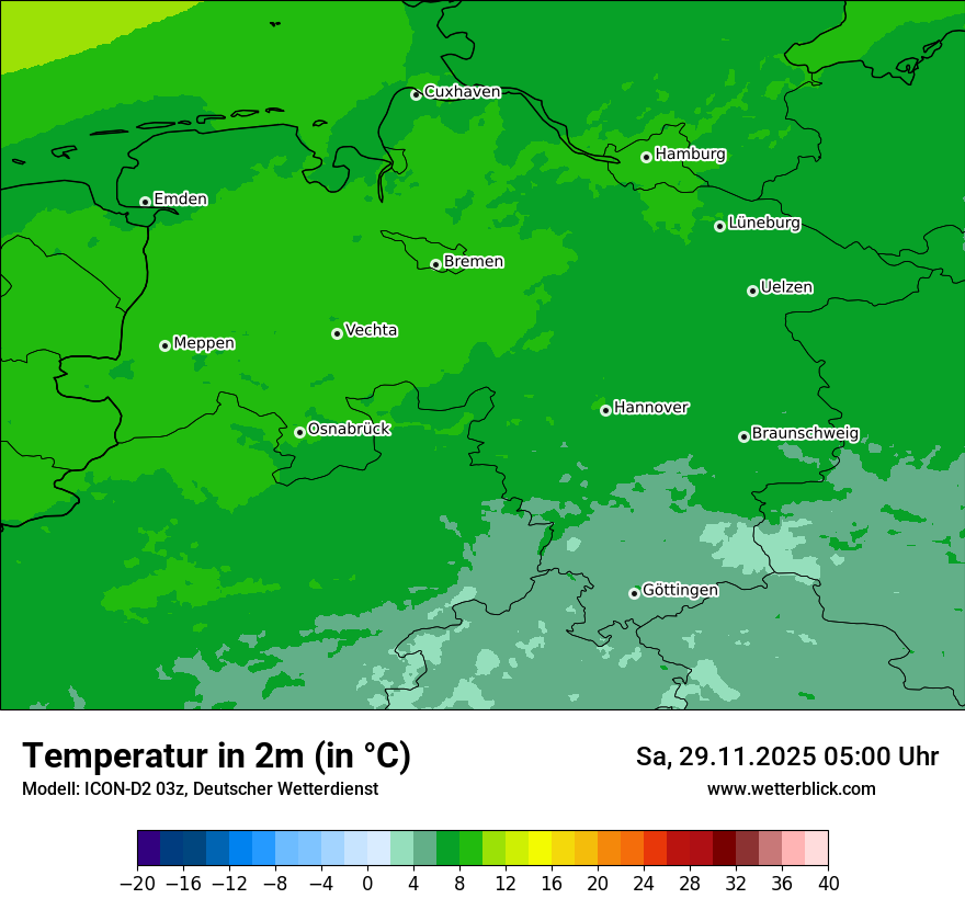 Modellkarten Temperatur