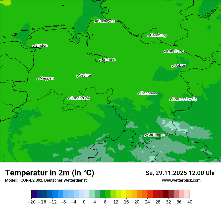 Modellkarten Temperatur