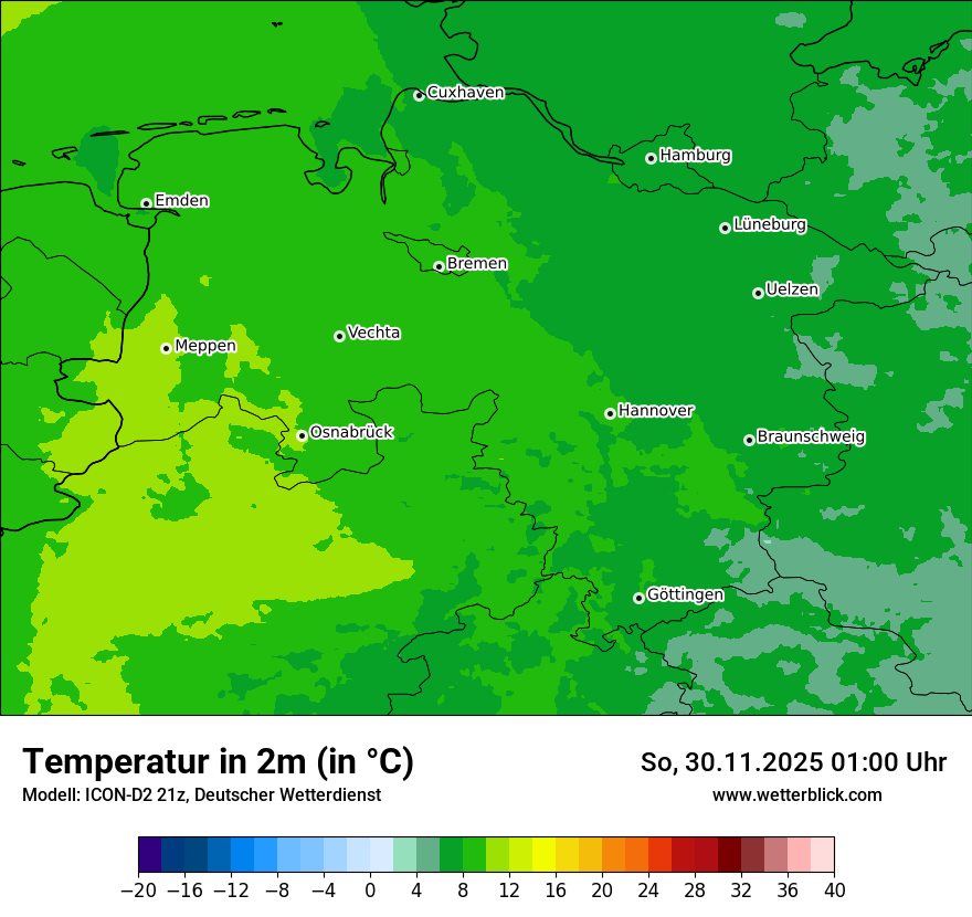 Modellkarten Temperatur