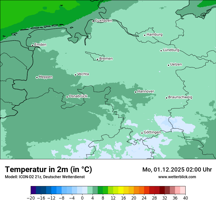 Modellkarten Temperatur