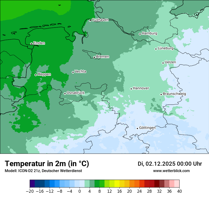 Modellkarten Temperatur