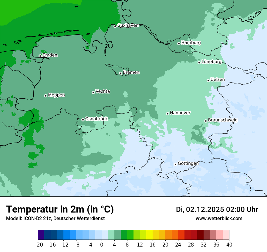 Modellkarten Temperatur