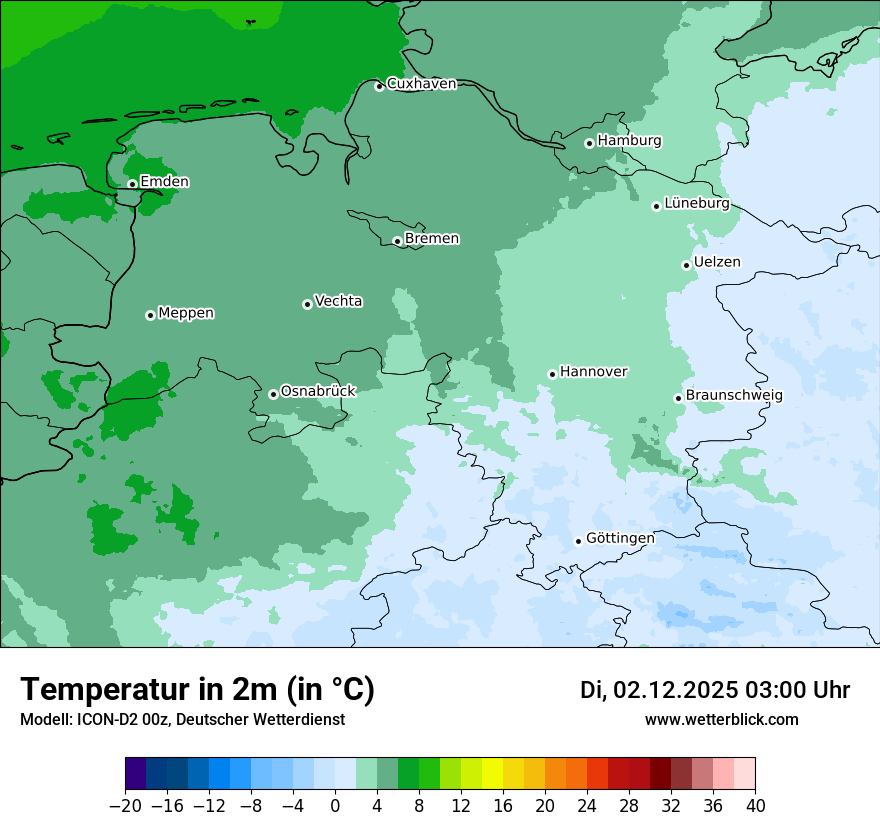 Modellkarten Temperatur