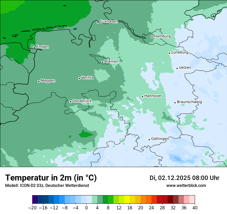 Modellkarten Temperatur