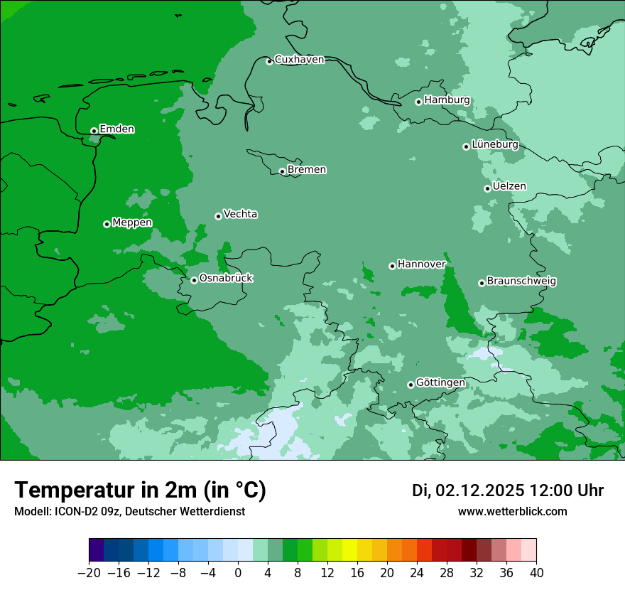 Modellkarten Temperatur