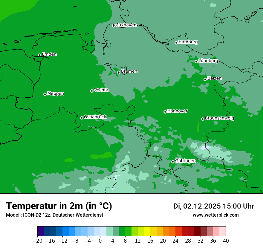 Modellkarten Temperatur