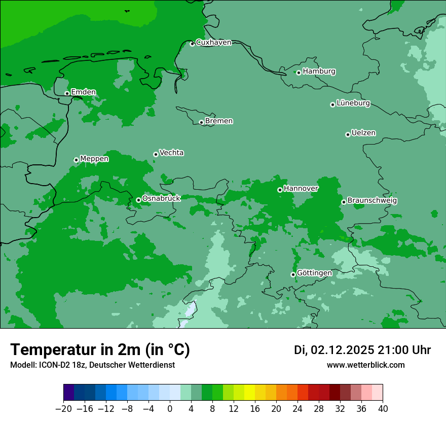 Modellkarten Temperatur