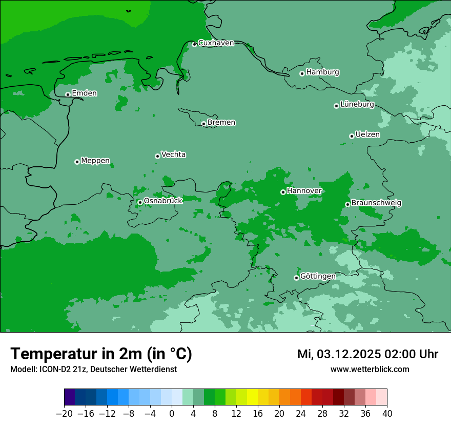 Modellkarten Temperatur