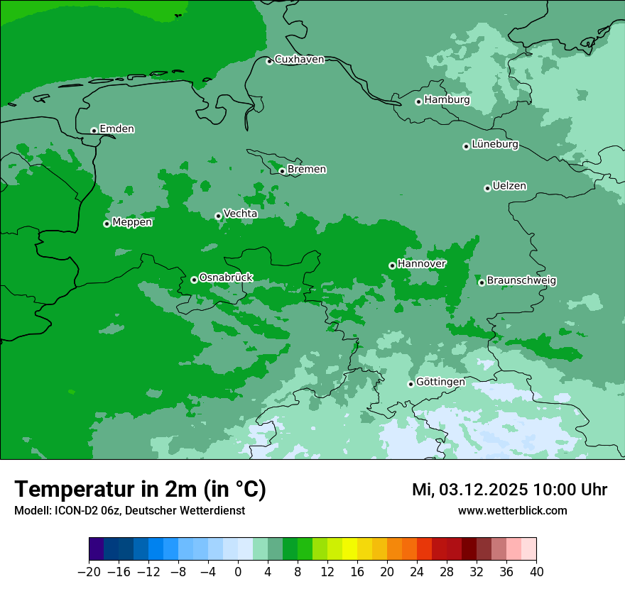 Modellkarten Temperatur