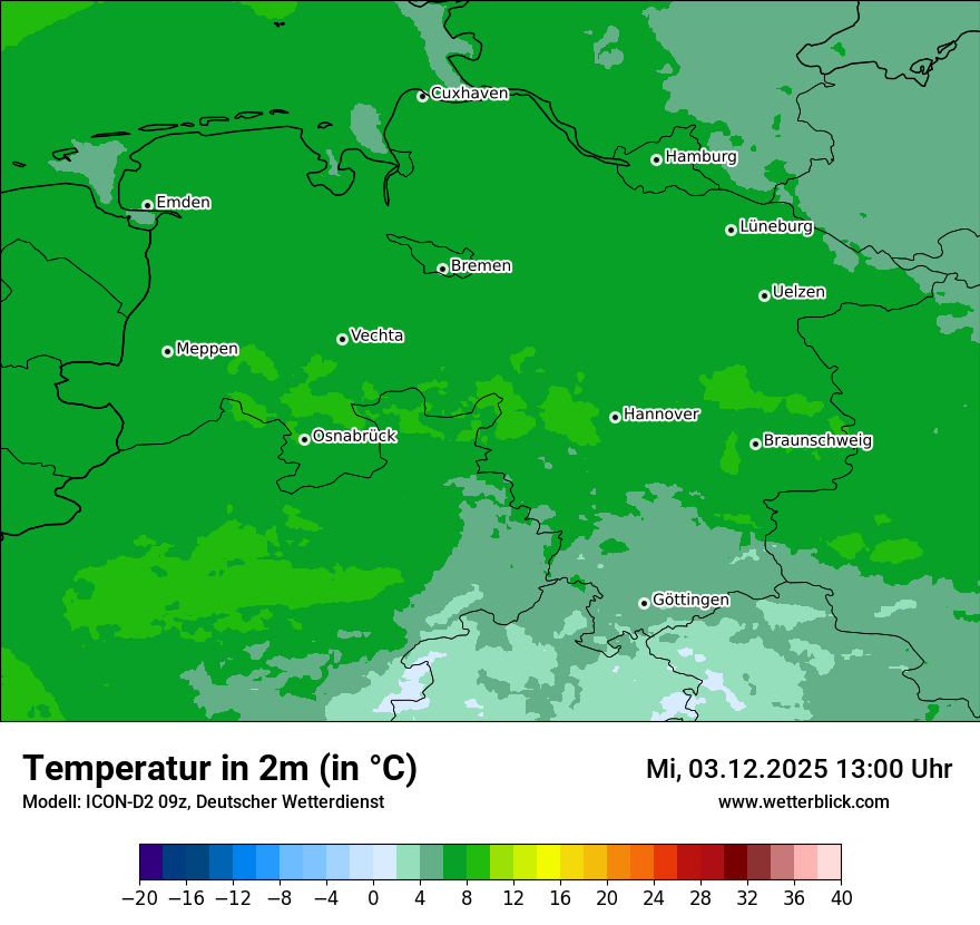 Modellkarten Temperatur