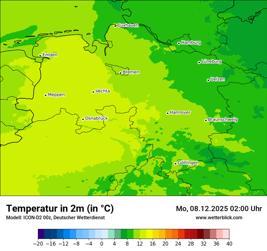 Modellkarten Temperatur