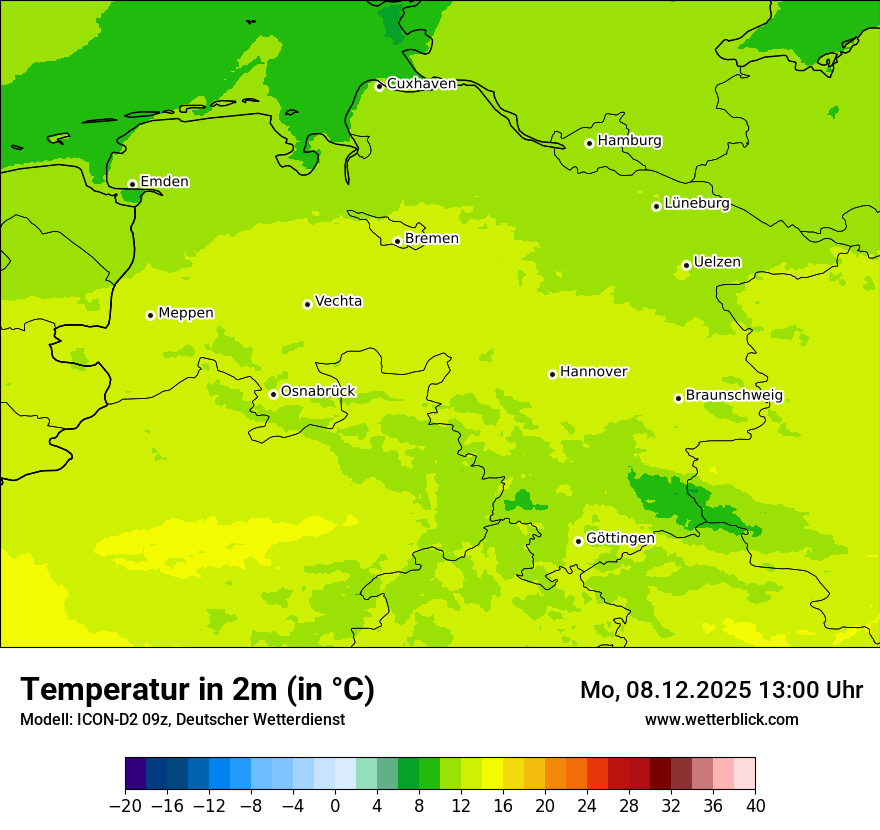Modellkarten Temperatur