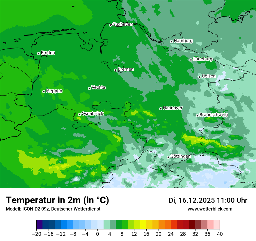 Modellkarten Temperatur