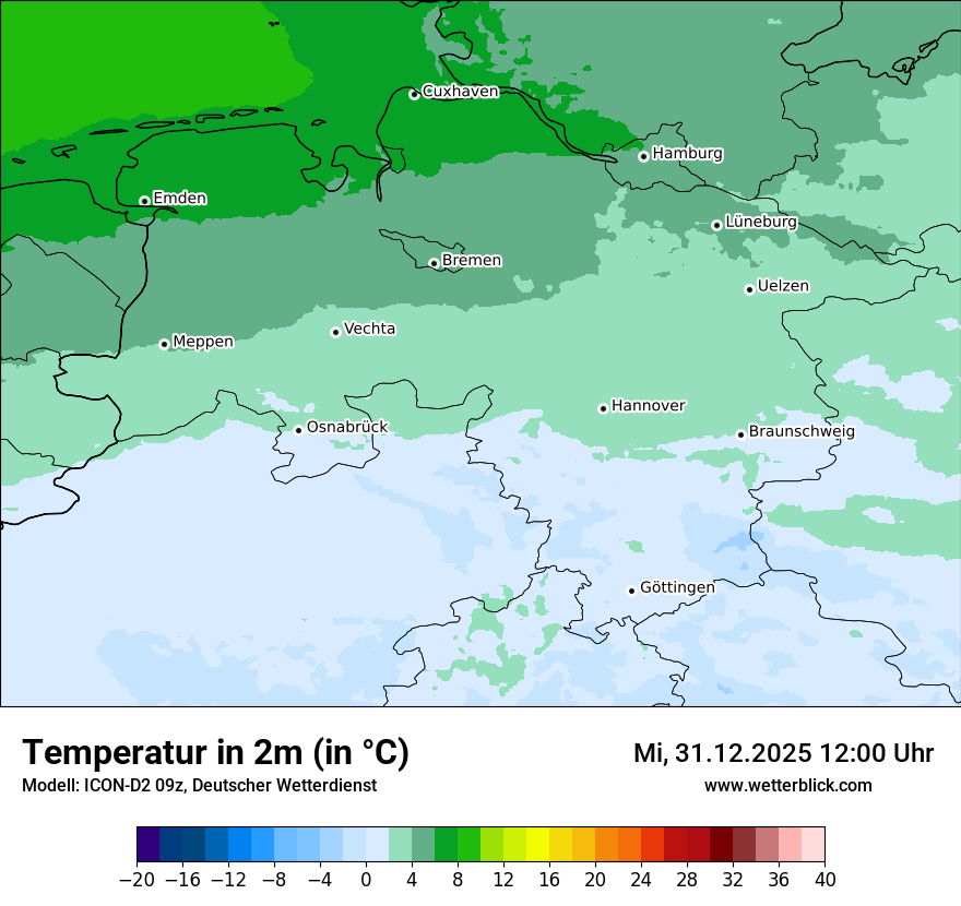 Modellkarten Temperatur