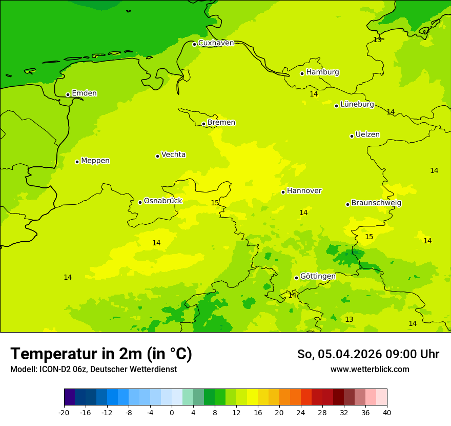 Modellkarte ICON-D2 – t2m – ni