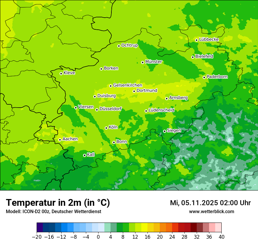 Modellkarten Temperatur