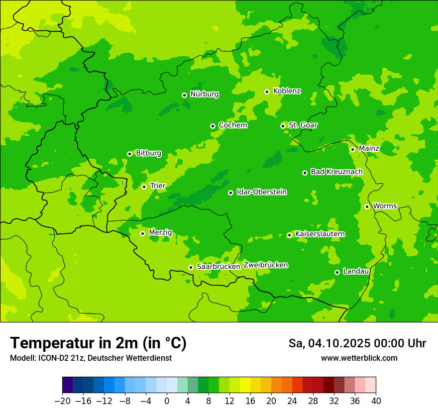 Modellkarten Temperatur