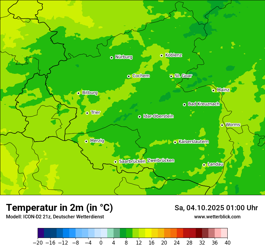 Modellkarten Temperatur