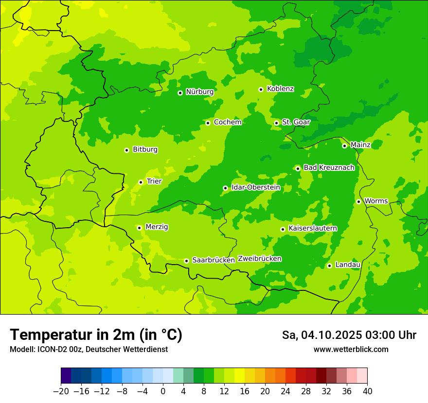 Modellkarten Temperatur