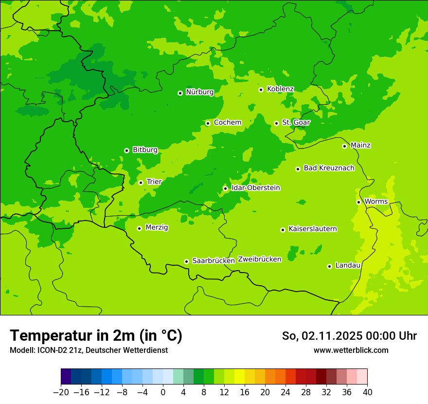 Modellkarten Temperatur