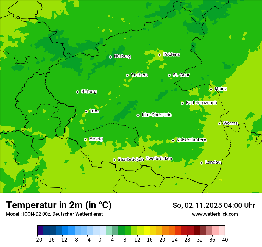 Modellkarten Temperatur