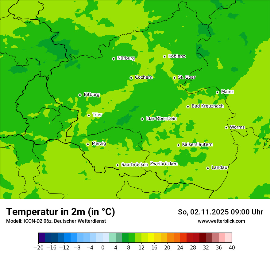 Modellkarten Temperatur