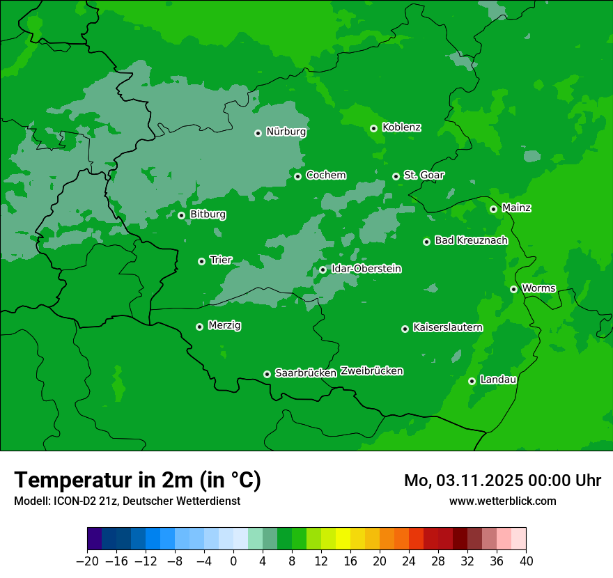 Modellkarten Temperatur
