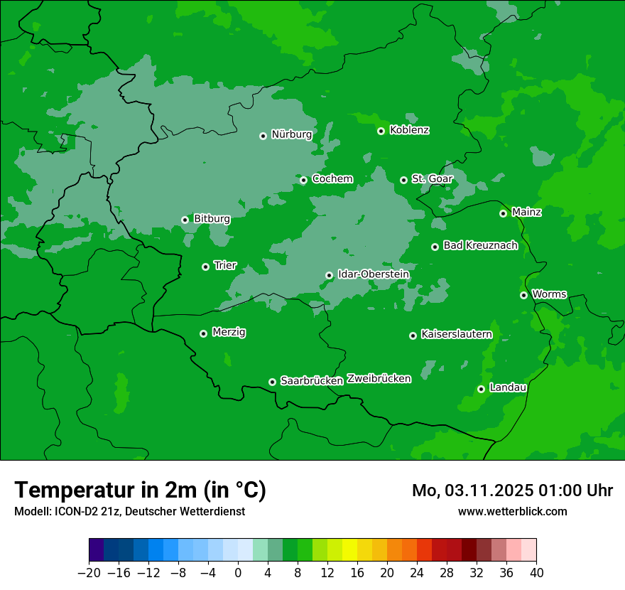 Modellkarten Temperatur
