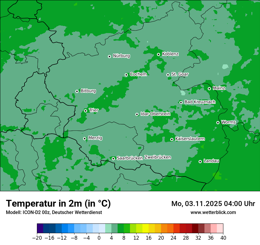 Modellkarten Temperatur
