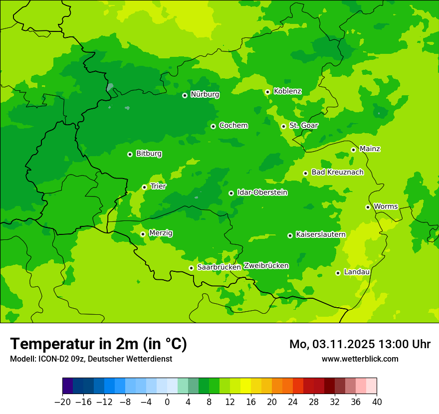 Modellkarten Temperatur