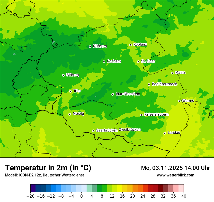 Modellkarten Temperatur