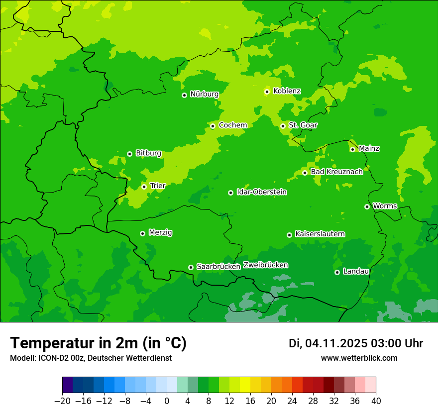 Modellkarten Temperatur