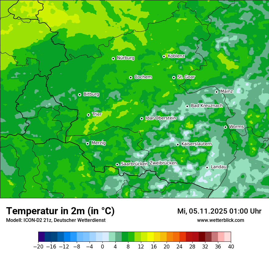 Modellkarten Temperatur