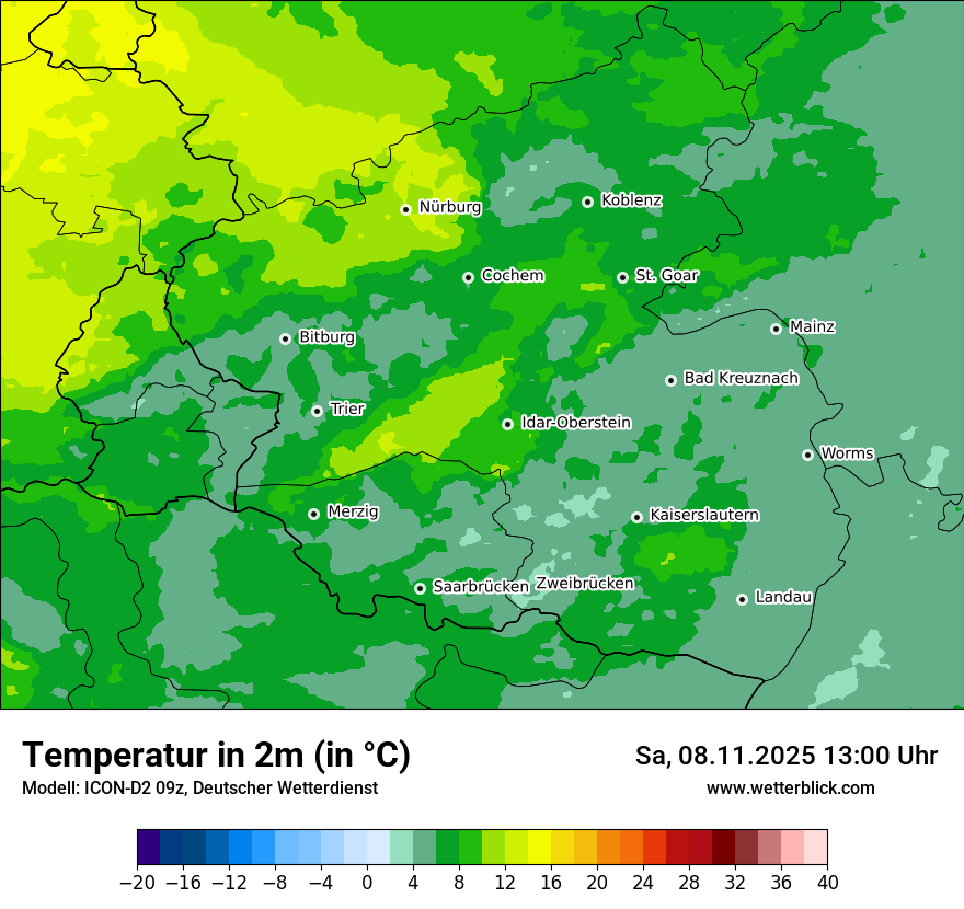 Modellkarten Temperatur
