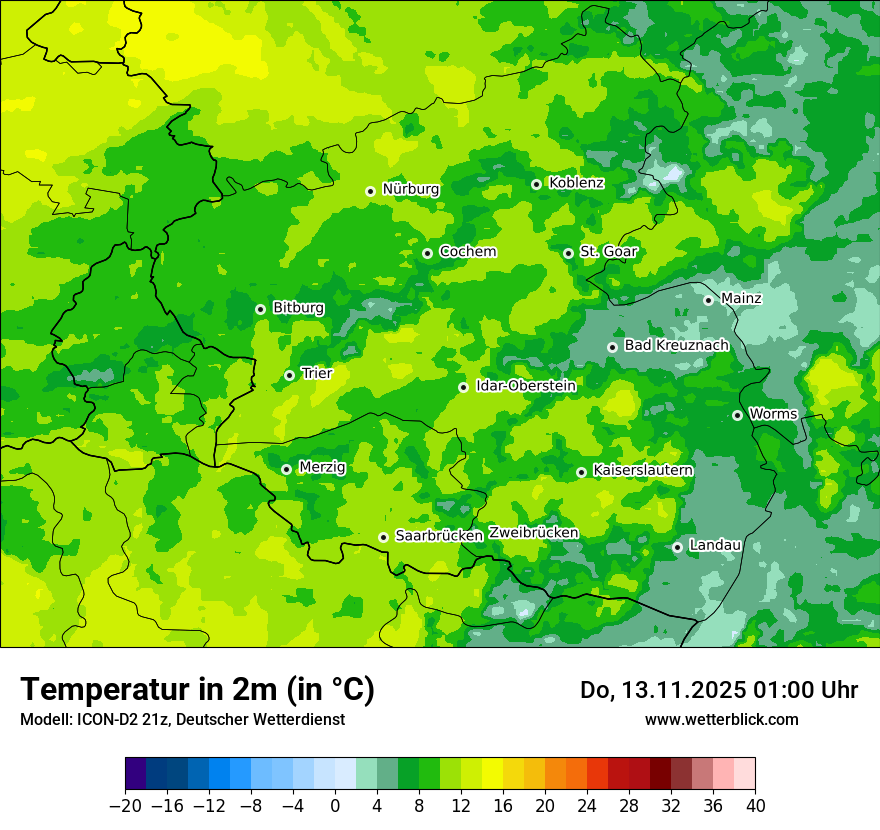 Modellkarten Temperatur
