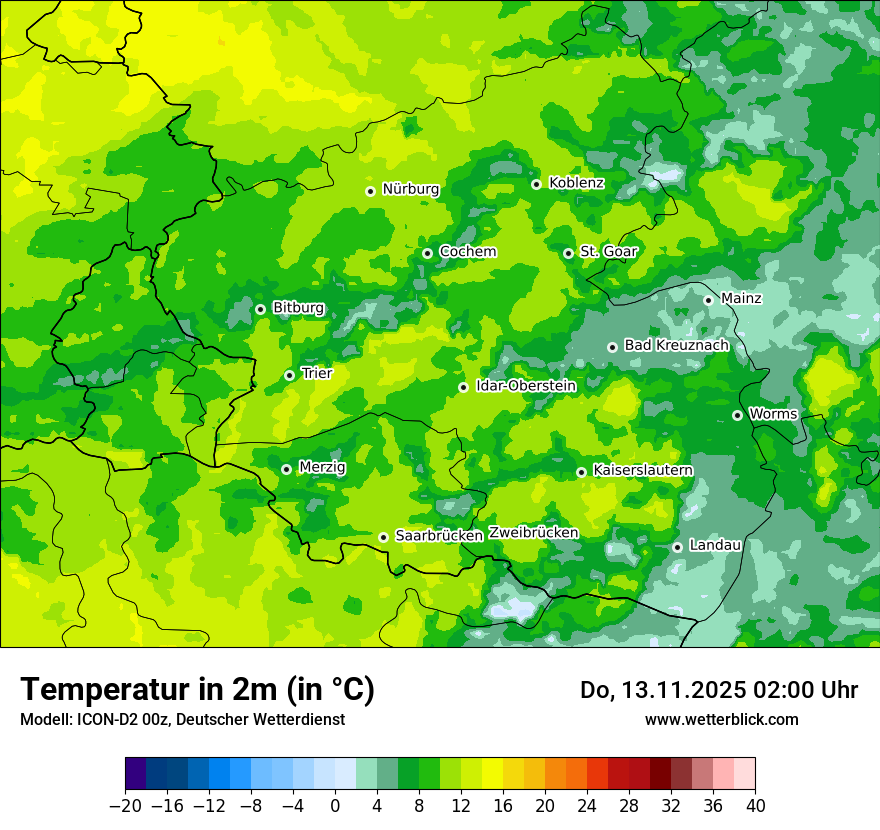 Modellkarten Temperatur