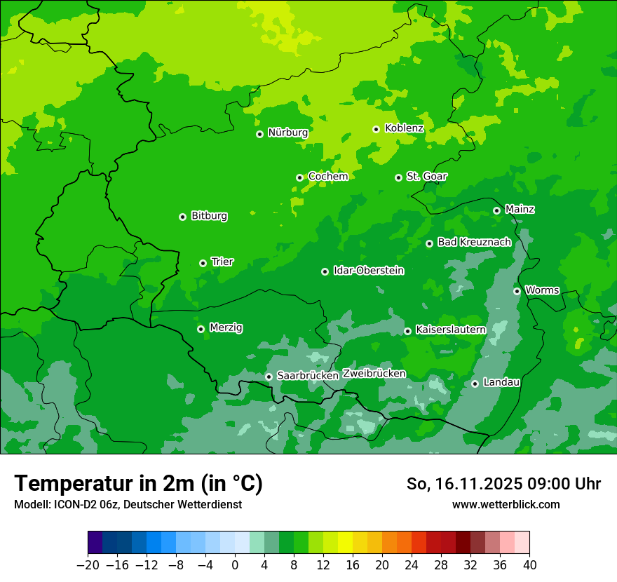 Modellkarten Temperatur