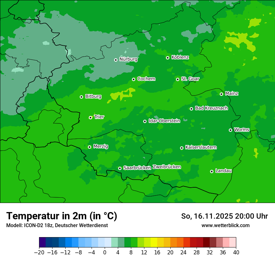 Modellkarten Temperatur
