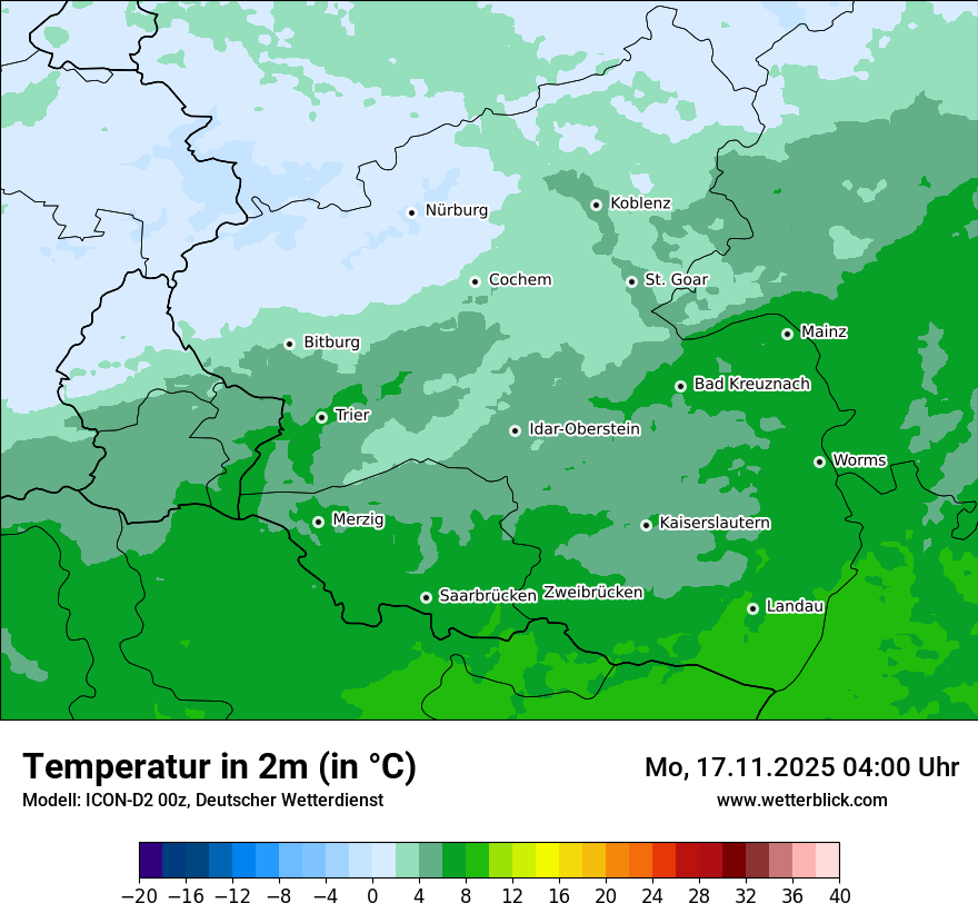 Modellkarten Temperatur