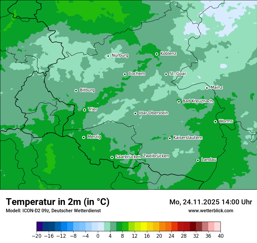 Modellkarten Temperatur