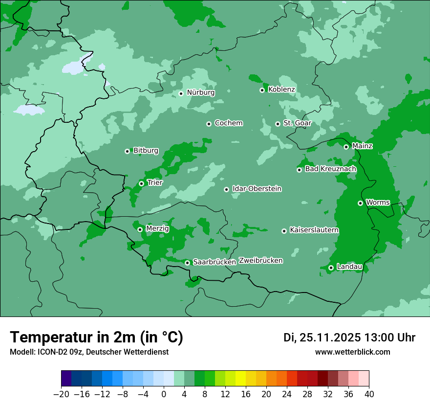 Modellkarten Temperatur