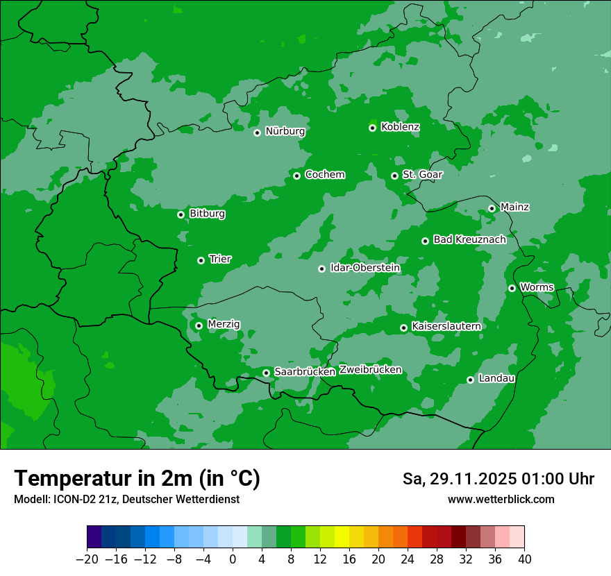 Modellkarten Temperatur