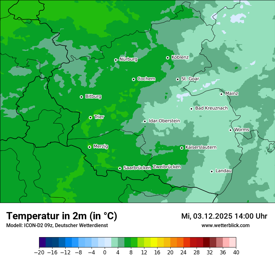 Modellkarten Temperatur