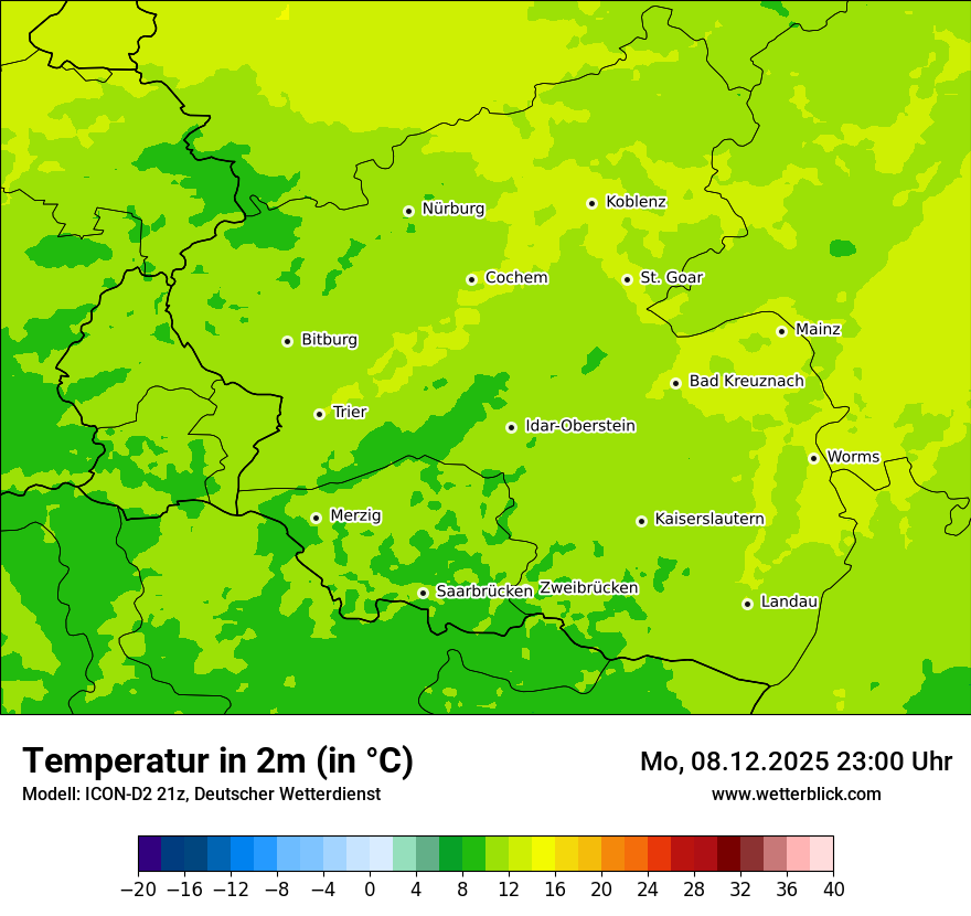Modellkarten Temperatur