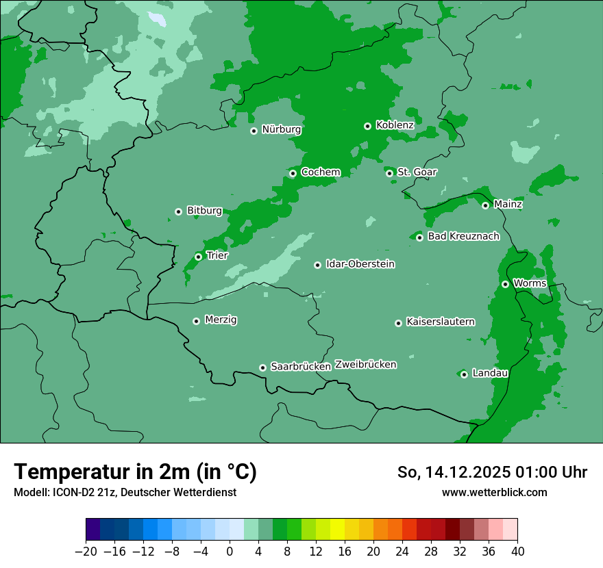 Modellkarten Temperatur
